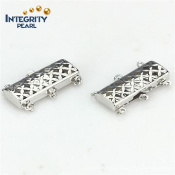 Jewelry Accessory Fashion Clasp 925 Sterling Silver 3 Rows Rectangle Clasp